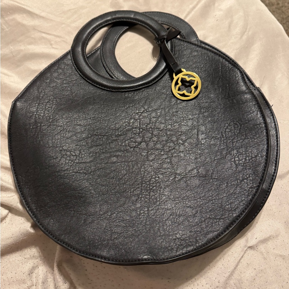 Black Leather Circle Bag